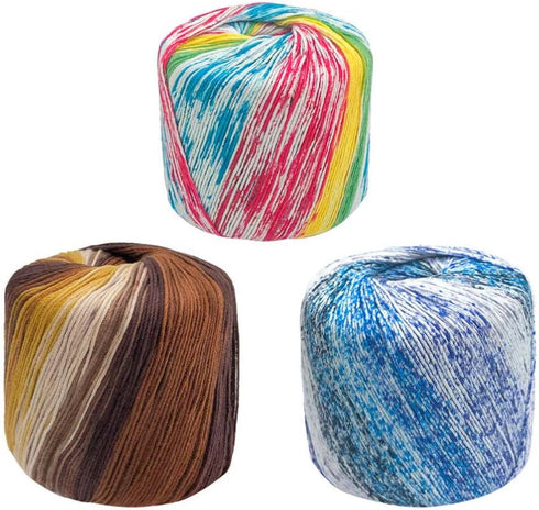Lace Thread Soft Cotton Yarn for Crochet: Sky Blue Variegated Thread for DIY Knitting Projects Perfect for Scarves Hats and Crafting...