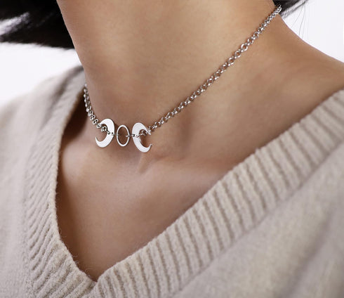 Sacina Gothic Crescent Moon Choker Necklace, Crescent Moon Zinc Alloy Pendant, Goth Gift for Women (Zinc Alloy Moon)...