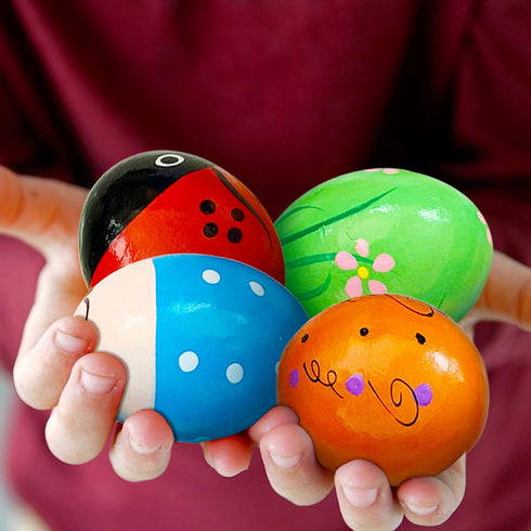 8 PCS Easter Wooden Eggs Shakers Musical Instruments Decorations Percussion Maracas Craft for Kids/Toddlers Hunt Game Gifts Basket Stuffers Filler...
