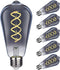 ST19(ST58) LED Smoky Grey Glass Edison Bulb, Vintage, 6 Pack, Daylight 5000K, Antique Flexible Spiral LED Filament Light Bulb, Dimmable, 300LM, 4....