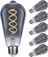 ST19(ST58) LED Smoky Grey Glass Edison Bulb, Vintage, 6 Pack, Daylight 5000K, Antique Flexible Spiral LED Filament Light Bulb, Dimmable, 300LM, 4....