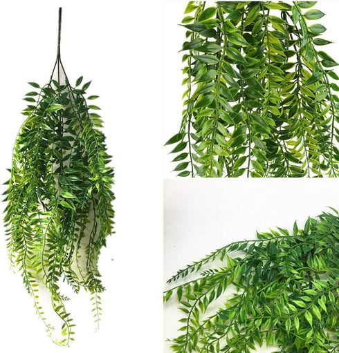 Artificial Hanging Vine, Weeping Willow Plastic Plants Greenery Leaves Fake Plant Faux Ivy Garland UV Resistant for Indoor Outdoor Garden Door Wal...