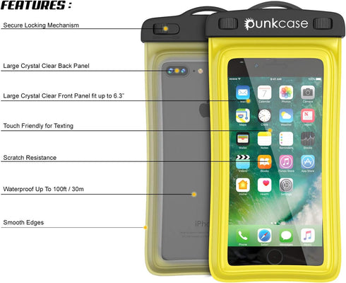 Waterproof Phone Pouch, PunkBag Universal Floating Dry Case Bag for Most Cell Phones incl. iPhone 8 Plus & Samsung Galaxy S9 | Perfect for Keeping...