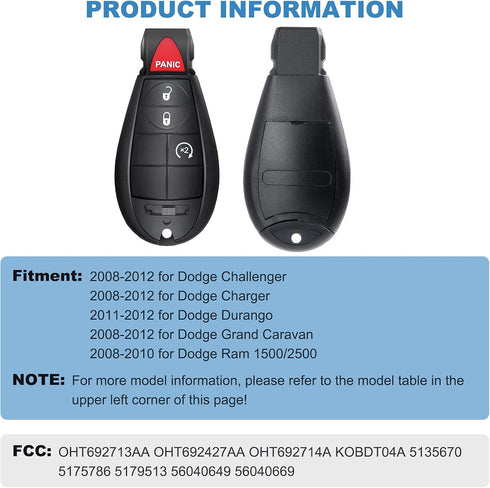 ECCPP 2X Key fob keyless Entry Remote 05026196AD 05026347AD...