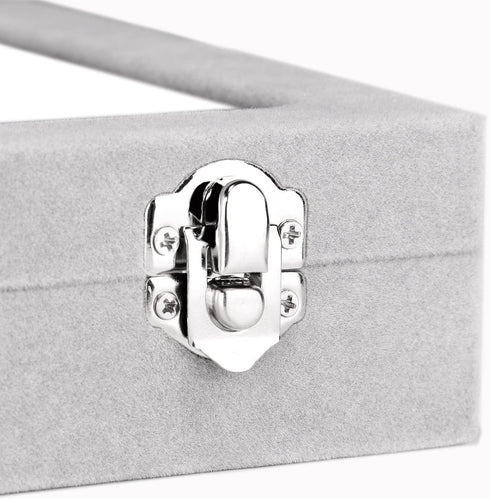 Jewelry Box 24 Grid Velvet Earrings Holder Tray Detachable Earring Case Jewelry Showcase for Drawers Glass Clear Lid Organizer Jewelry Display Sto...