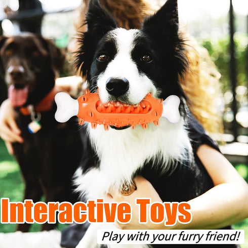 Tough Dog Toys for Aggressive Chewers Large Breed, Bacon Flavor Dog Chew Bones, Dog Chew Toys for medium and large dogs (Orange)...
