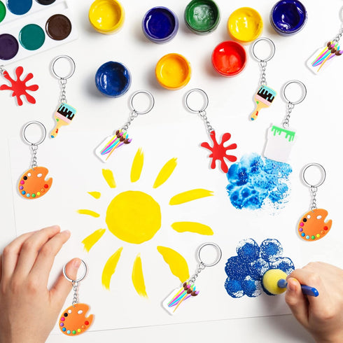 Tudomro Art Paint Party Favors Keychain Art Paint Splatter Palette Brush Keychain for Kids Artist Party Gift Supplies...
