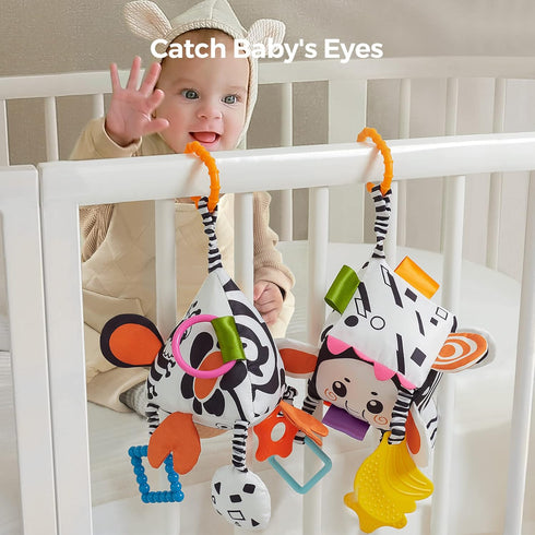 TUMAMA High Contrast Baby Toys, Black and White Infant Toys 0-3 Months for Newborn, Soft Sensory Rattles Toys with Teether for Toddlers...