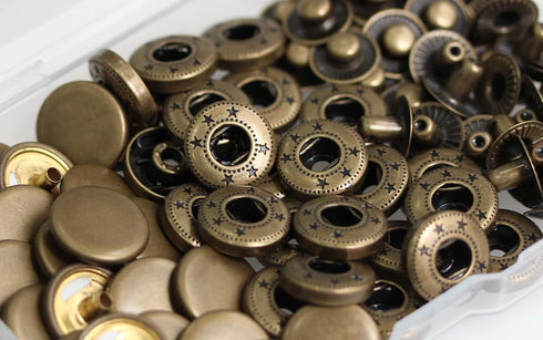 24 Sets Heavy Duty Leather Snap Fasteners Kit, BetterJonny 15mm Metal Snap Buttons Press Studs Leather Rivets Snaps with 4 Setter Tools for Clothe...