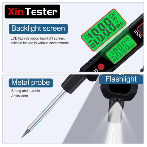 Automotive Test Light, 0.8-100V DC Car Circuit Tester Vehicle Voltage Resistance Detector Pen with LCD Backlight Display, Flashlight, Electrical S...