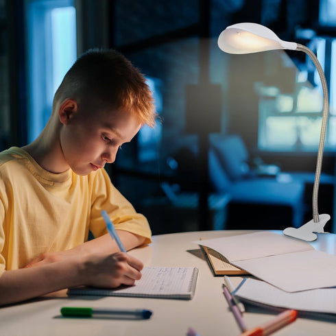 Desk lamp Eye-Caring Table Lamps, 360°Rotation Gooseneck Clip on Lamp Reading Light, Portable Reading Book Light, Clamp Light, Study Desk Lamps fo...