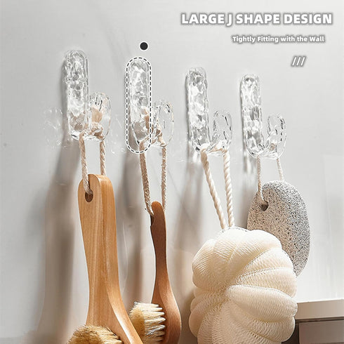 Self Adhesive Hooks 8 Pcs Acrylic Hook Wall Hooks for Bathroom Kitchen Office Sticky Hooks for Door Closet Decorative Wall Hanger Waterproof Home ...