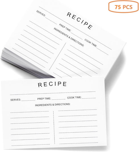 75 Count Recipe Cards 4x6inch Double Sided Thick Card Stock Fit with Recipe Binder Recipe Box Modern Minimal Design...