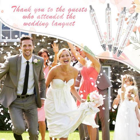 Whaline 24Pcs Bridal Shower Ballpoint Pens Retractable Wedding Floral Picture Pens Plastic Black Ink Pens for Guest Wedding Games Proposal Bachelo...