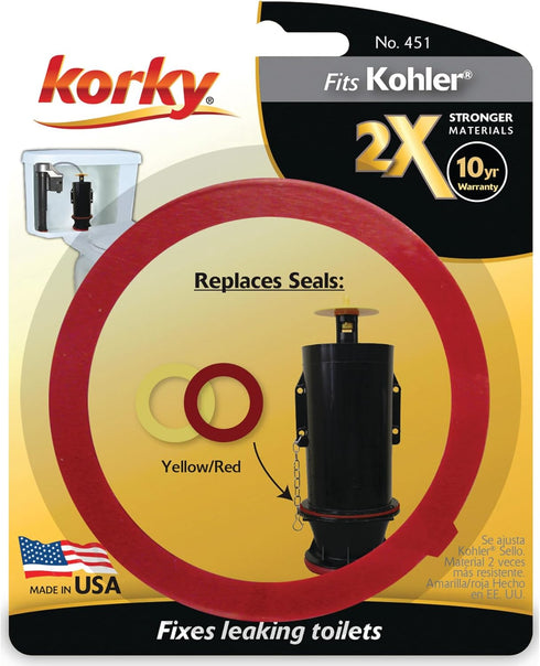 Korky 451BP Toilet Flush Valve Seal, Red...