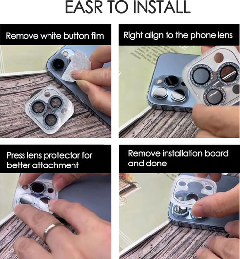 Tomonobu Camera Lens Protector, Anti Scratch Protection for iPhone 13 Pro/Max, Glitter Diamond Circle Ring, 6-Pack, Silver......