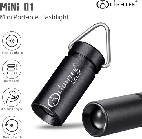 LIGHTFE MINI01 keychain flashlight mini keychain light is light, small, and bright (Mini01 black)...