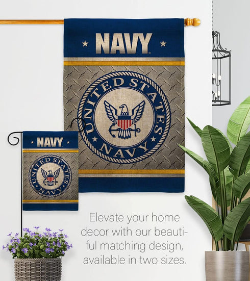 Breeze Decor US Navy Garden Flag Armed Forces USN Seabee United State American Military Veteran Retire Official House Banner Small Yard Double-Sid...