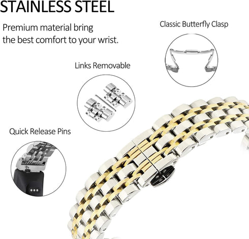 Chofit Metal Bracelet Compatible with Fitbit Inspire/Inspire HR/Inspire 2 Bands, Stainless Steel Replacement Strap Wristband Accessories for Inspi...