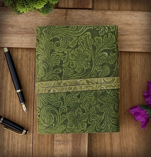 SH SHIFAA HANDICRAFT Leather Journal - Antique Handmade Deckle Edge Vintage Paper Leather Bound Journal - Book of Shadows Journal - Leather Sketch...