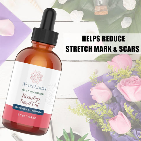 Rosehip Oil Organic Cold Pressed Moisturizer For Face Hair Skin Nails Sunspot & Stretch Mark Minimizer Helps Reduce Scar Rose Hip Facial Serum Fac...
