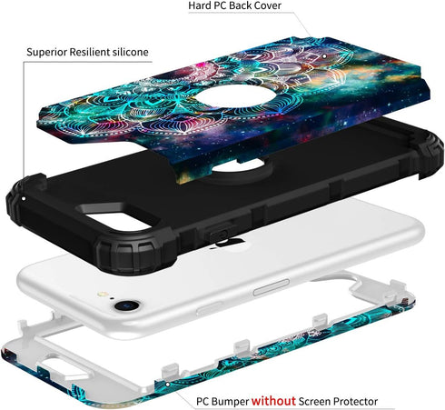 Hocase for iPhone SE 2022/2020 Case, Heavy Duty Shockproof Protection Hard Plastic+Silicone Rubber Hybrid Protective Case for iPhone SE 3rd/2nd Ge...