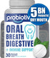 Oral Probiotics for Mouth Bad Breath 5 Billion CFU – Chewable Dental Probiotic for Teeth and Gums & Fresh Breath, Combats Dry Mouth, Halitosis & S...