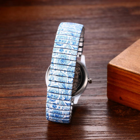 Avaner Elastic Strap Wristwatch, Big Number Analog Quartz Bracelet Watch, Printed Band Bangle Watch for Women...