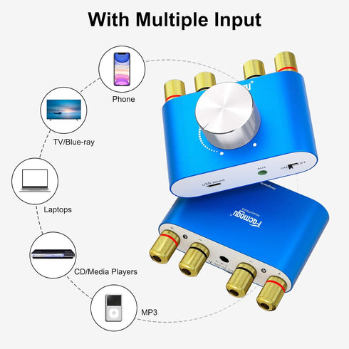 Facmogu F900S Mini Bluetooth 5.0 Digital Amplifier, 2 Channel 80W+80W HiFi Stereo Audio Amp, USB Sound Card Stereo Audio Amp Receiver with AUX/USB...