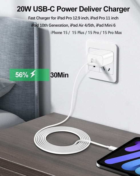 iPhone 15/15 Pro Max Charger, iPad USB C Charger for iPhone 15/15 Plus/Pro Max, iPad Pro 12.9/11 inch, iPad Air 5th/4th, iPad 10th, 3Pack PD Fast ...
