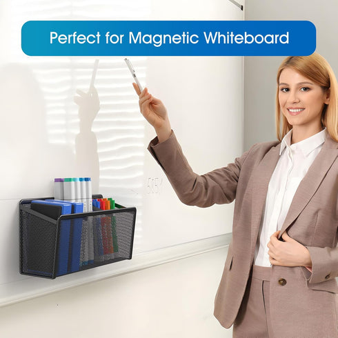 MaxGear Magnetic Pen Holder, Mesh Pencil Holder for Desk Storage Basket Organizer Magnetic Marker Holder - Extra Strong Magnets Perfect for Locker...