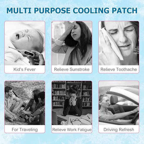20 Sheets Fever Patches for Kids - Hot Weather Cooling Gel Patches for Adults - Headache Patches - Forehead Fever Cool Pads - Cooling & Pain Relie...