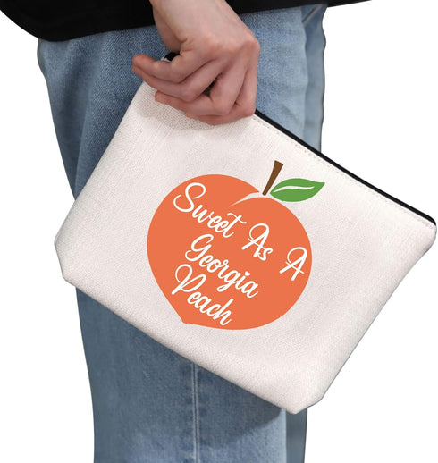 G2TUP Georgian Gift Sweet As A G Peach Makeup Bag Georgia State Pride Cosmetic Bag Peach Lover Gift Georgia Lover Zipper Travel Bag...
