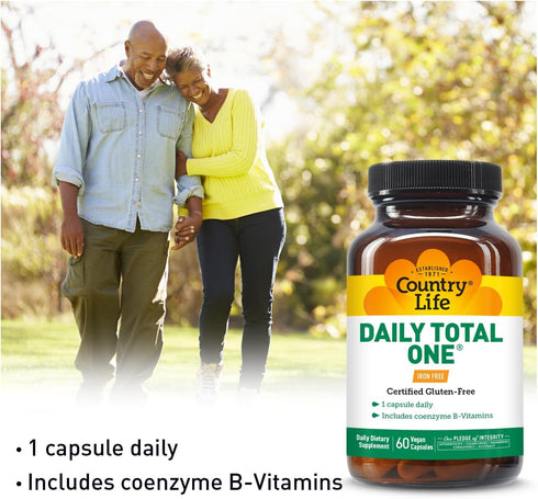 Country Life Daily Total One Multivitamin, Iron Free Once a Day Multivitamin & Multimineral Complex, Vitamins A, C, D, Including Coenzyme B-Vitami...