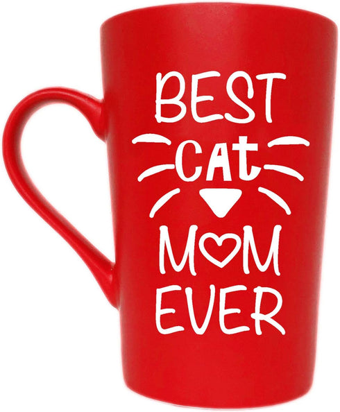 Mothers Day Gifts Funny Cat Mom Coffee Mug Christmas Gifts, Best Cat Mom Ever Cute Cup from Daughter or Son, Red 12 Oz...