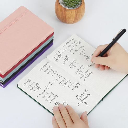 Dotted Grid Journal Notebook, Bullet Dotted Journal Notebook with 100gsm Dotted Paper, Hardcover PU Leather, Inner Pocket, Medium 5"×8.25"(Dark Gr...