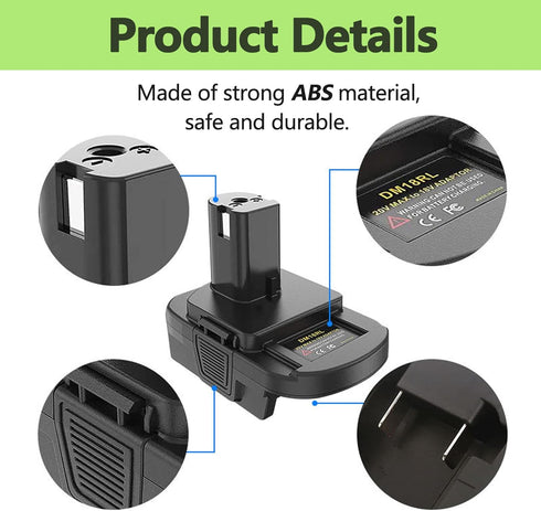 for Dewalt & for Milwaukee to Ryobi Battery Adapter, Fit for Dewalt 18v-20v & for Milwaukee 18v M18 Lithium Batteries, DM18RL converter use for Ry...