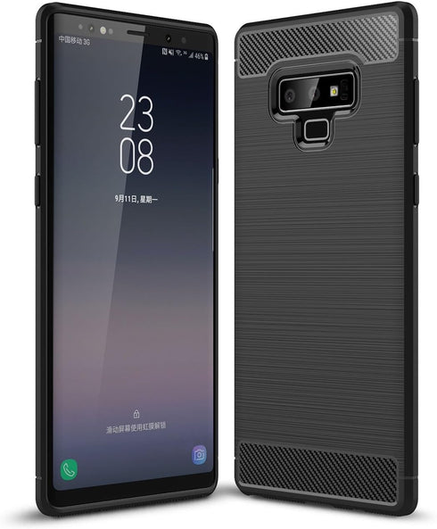 Compatible with Samsung Galaxy Note 9 Carbon Fiber Soft TPU Brushed Line Basic Phone Back Case Cover (Black)...