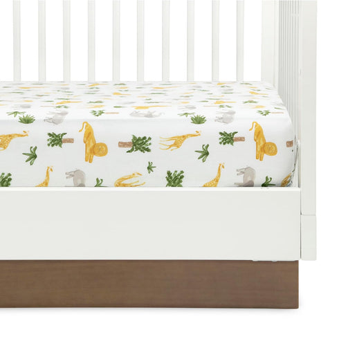 Delta Children Fitted Crib Sheets for Girls and Boys - Crib Sheet for Standard Crib and Toddler Mattresses - 28x52 Inch (Pack of 3), Safari Friend...