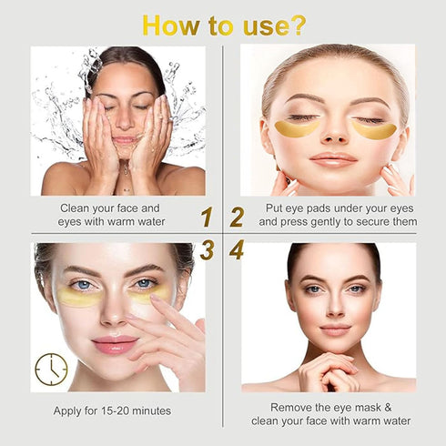 Under Eye Patches, 24K Gold Eye Mask, Eye Patches for Puffy Eyes and Dark Circles Reduce Eye Bags Fine Lines Smooth Wrinkle, Anti-Aging,Hydrating,...