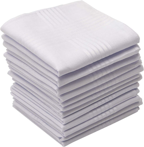 Perry Ellis 12 Pack Handkerchief (100% Cotton White with Satin Border, 16" x 16")...