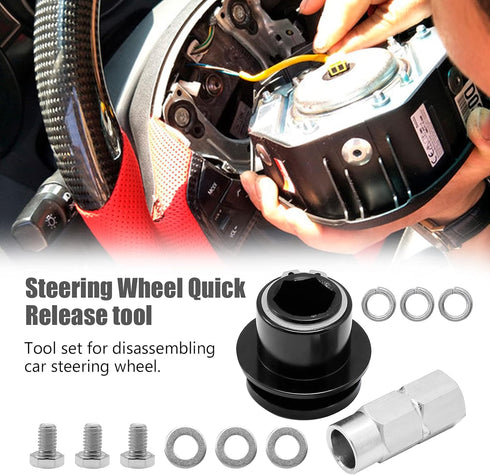360° Steering Wheel Quick Release Disconnect Hub Kit with Bolts and Washer...