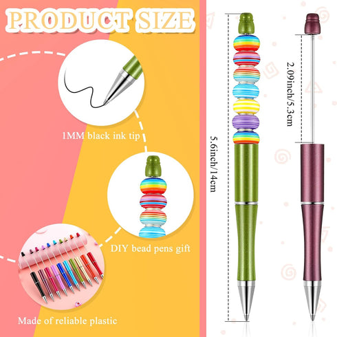 Crtiin 50 Pieces Plastic Beadable Pen Bulk Bead Ballpoint Pen Shaft Black Ink Beaded Pens with 50 Refills for DIY Making Gift Kids Students Office...