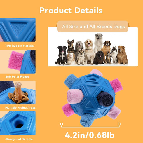 Chewers Chew Dog Toys, Interactive Durable Dog Snuffle Ball for Any Size and Breed Dogs, Foraging Snuffle Mat Slow Food Training to Relieve Boredo...