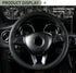 1 PC Car Steering Wheel Cover with 2 PCS Sewing Tool, 14.9In Durable Waterproof Leather Steering Wheel Protector, Universal Breathable Elastic Ste...