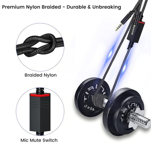 weishan A40 Cord Replacement for Astro A10 A40 TR Gaming Headsets, 3.5mm(1/8") Braided Detachable Audio Cable with Inline Mic Mute Switch, 6ft Lon...
