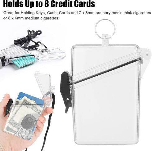 Transparent Clear Waterproof ID Card Badge Holder Case Waterproof Sports Case Vertical Badge Holders with Lanyard and Keychain,Identification Badg...