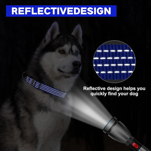 Martingale Dog Collars, Adjustable Reflective Nylon Dog Collar for Training Dogs, No Pull Dog Choker Collar for Medium Large Dogs (L, Navy Blue)...