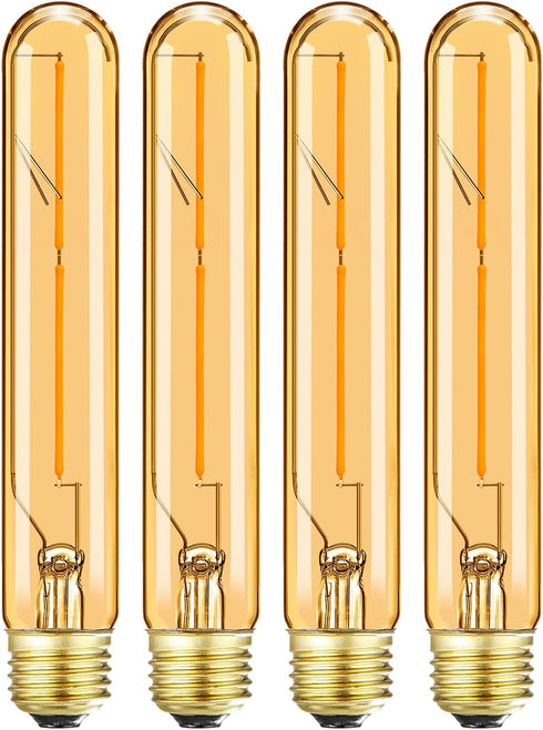 Leools E26 LED Bulb Dimmable 4W led Bulb Equal 40 Watt Light Bulb Warm White 2500K Amber Edison Bulb AC120V 350lm T10 led Bulb for Rustic Pendant,...