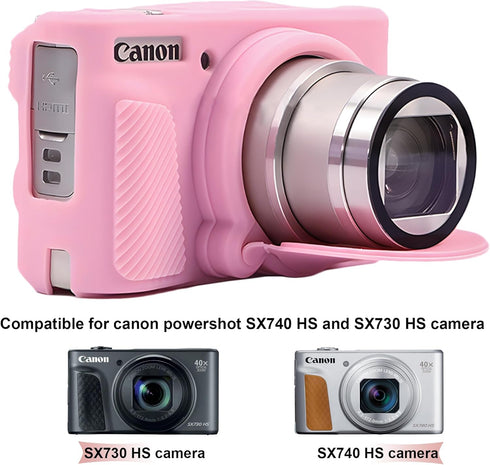 BOVKE Silicone Camera Case for Canon PowerShot SX740/ SX730 Digital Camera, SX740 Camera Soft Case Cover Rubber Camera Sleeve with Removable Lens ...
